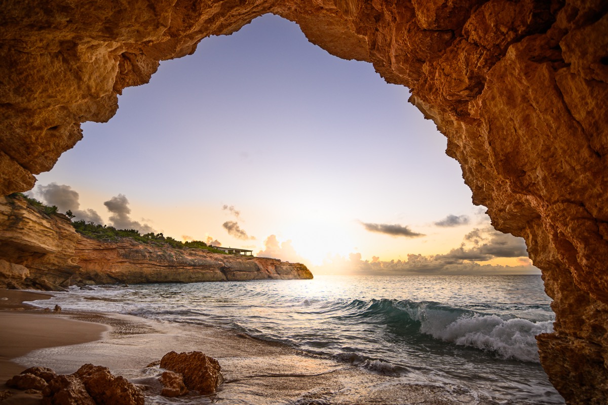 The arch in Anguilla at sunset