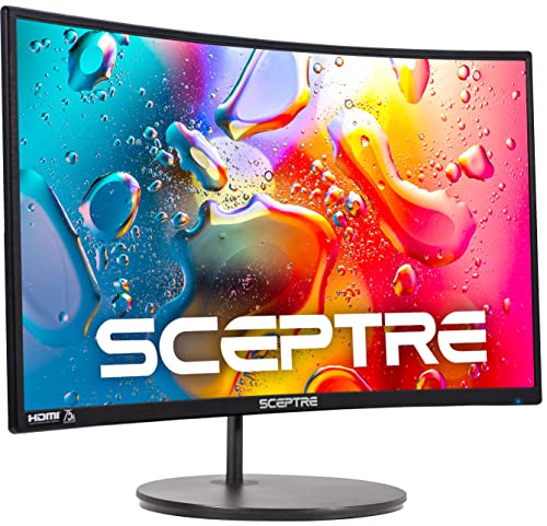 Sceptre Curved 27" FHD 1080p 75Hz LED Monitor HDMI VGA Build-In Speakers, EDGE-LESS Metal Black 2019...