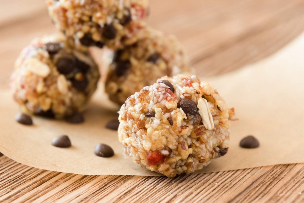 Granola bar on wooden background