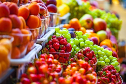 Fresh market produce at an outdoor farmer's market