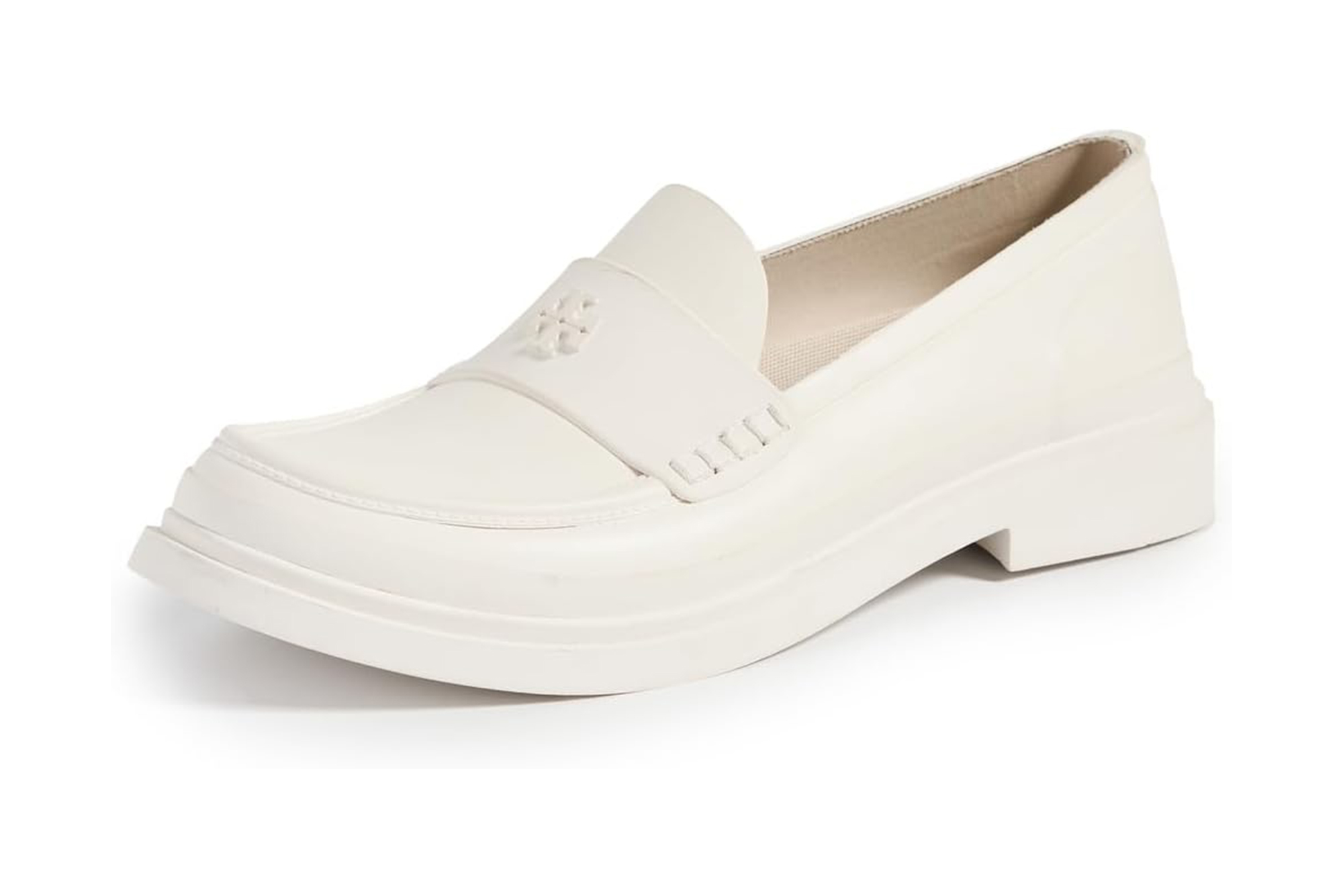 A white rain loafer