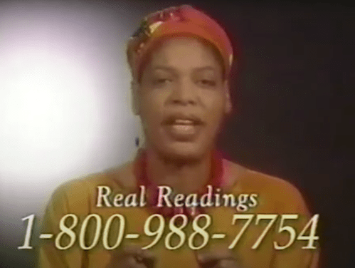 A screenshot of a Miss Cleo ad