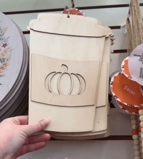 DIY pumpkin spice latte sign at Dollar Tree