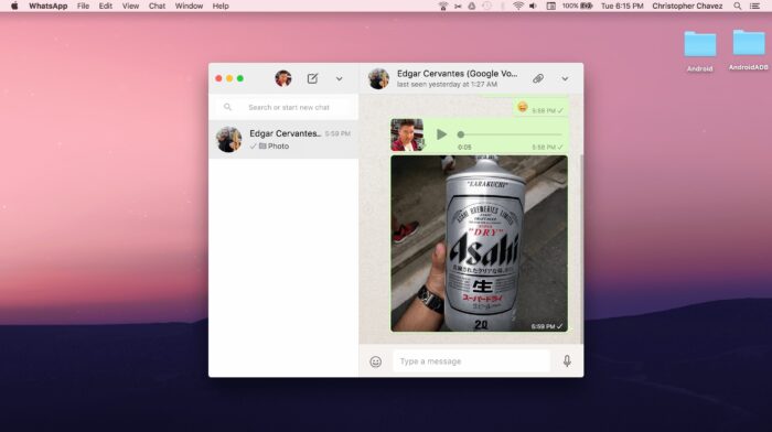 WhatsApp trên MAC OSX 10