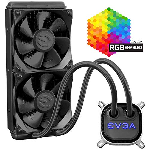 EVGA CLC 240mm All-In-One RGB LED CPU Liquid Cooler, 2x FX12 120mm PWM Fans, Intel, AMD, 5 YR Warranty, 400-HY-CL24-V1