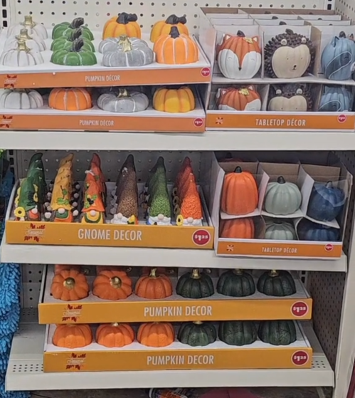 display of fall decor at Dollar Tree