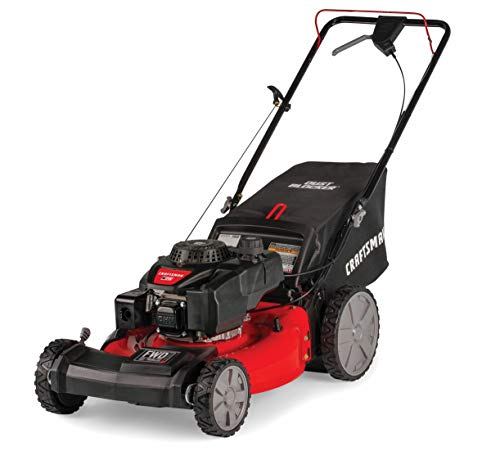 CRAFTSMAN M215 21-Inch 3-in-1 High-Wheeled FWD Self-Propelled Gas Powered Lawn Mower with Bagger -...