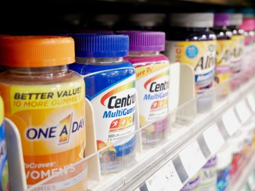 multivitamins on store shelf