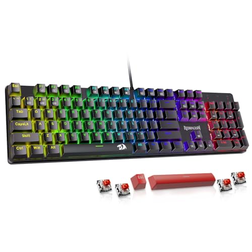 Redragon Mechanical Gaming Keyboard, Wired Mechanical Keyboard with 11 Programmable Backlit Modes,...