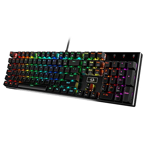 Redragon K556 RGB LED Backlit Wired Mechanical Gaming Keyboard, 104 Keys Hot-Swap Mechanical...