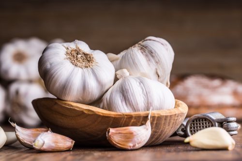 Bowl of Garlic Bulbs