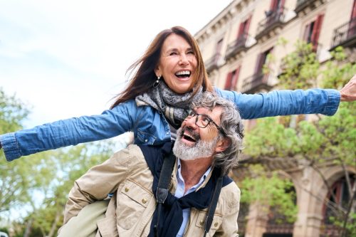 happy couple retired abroad