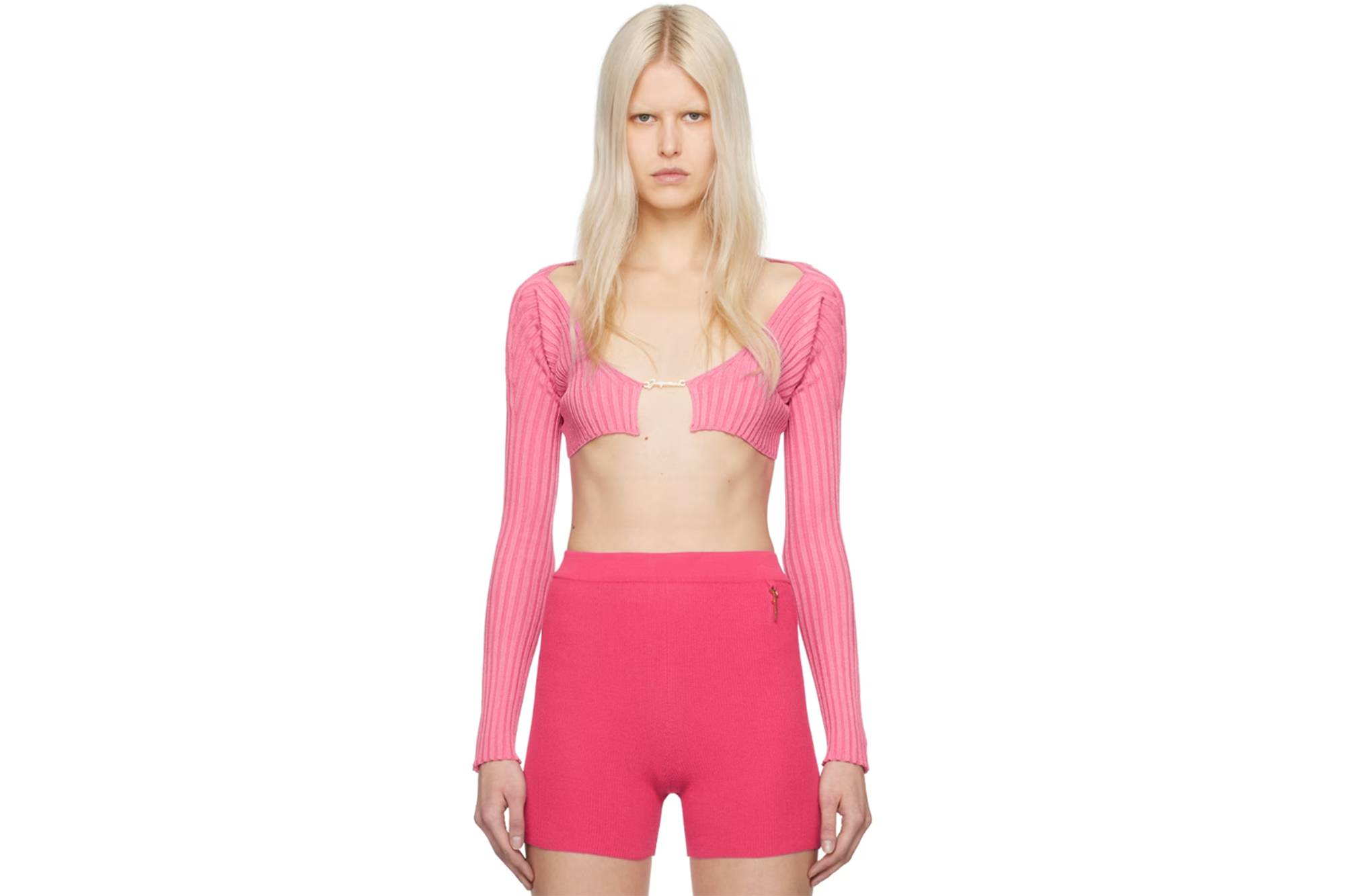 Áo len cardigan Jacquemus Pink La Maille Pralu