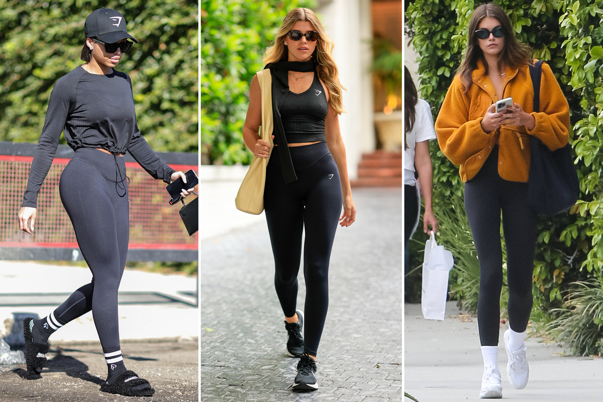 Lori Harvey, Sofia Richie và Kaia Gerber trong quần legging Gymshark