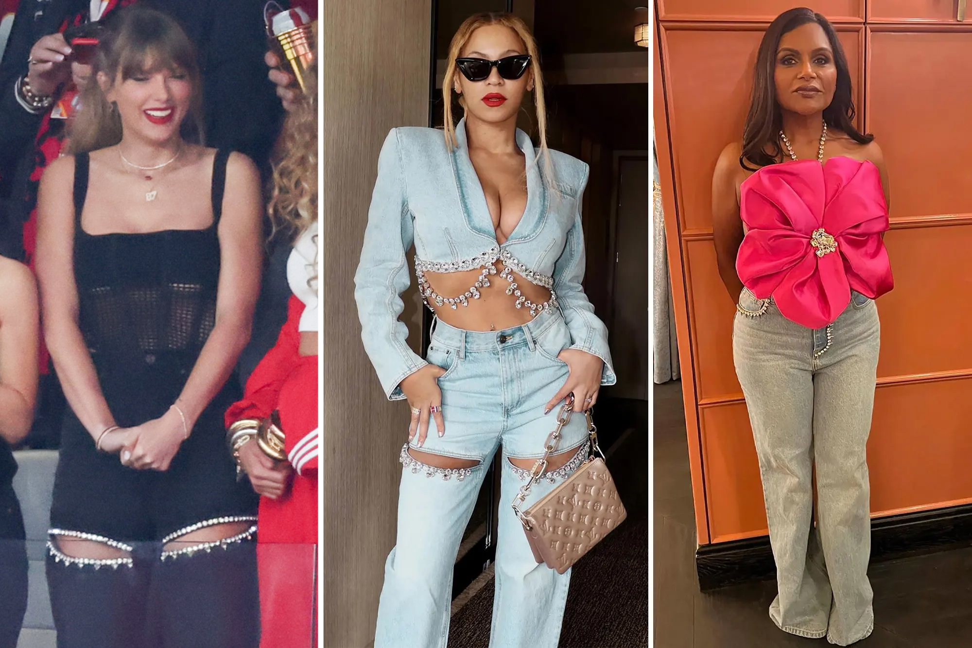 Taylor Swift, Beyoncé và Mindy Kaling mặc quần denim Area