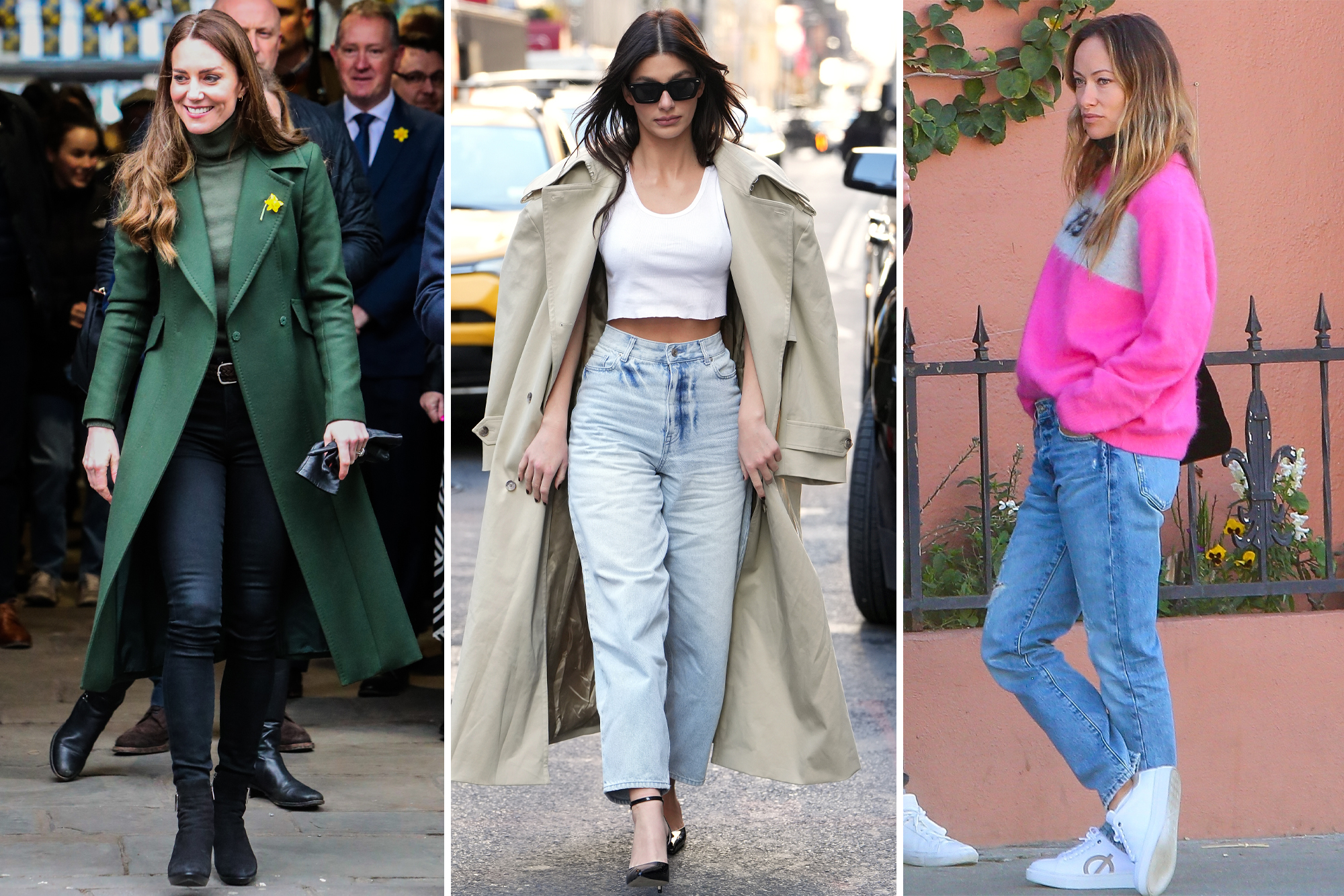 Kate Middleton, Camila Morrone và Olivia Wilde trong quần Jeans Frame