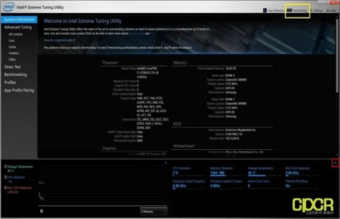 using Intel’s Extreme Tuning Utility 