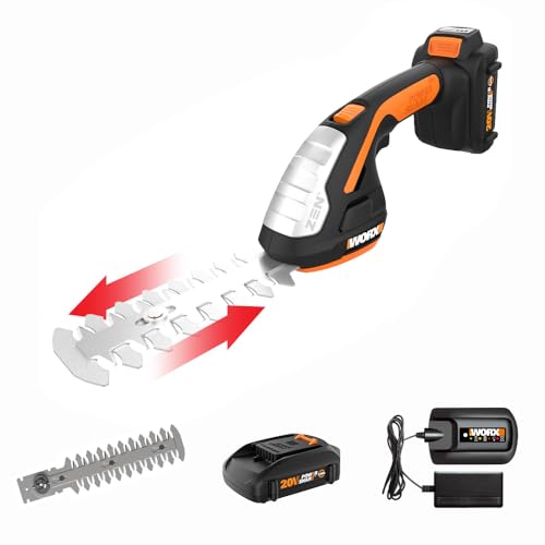 WORX 20V Power Share 4' Cordless Shear & 8' Shrubber Trimmer (Battery & Charger Included, Black and...