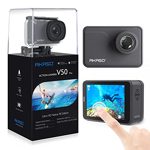 AKASO V50 Pro Native 4K30fps 20MP WiFi Action Camera with EIS Touch Screen 100 feet Waterproof Camera Web Camera Support External Mic Remote Control Sports Camera with Helmet Accessories Kit