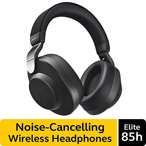 Jabra Elite 85h Wireless Noise-Canceling Headphones, Titanium Black – Over Ear Bluetooth Headphones Compatible with iPhone & Android - Built-in Microphone, Long Battery Life - Rain & Water Resistant