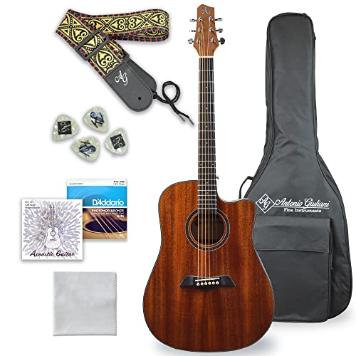 Antonio Giuliani Acoustic Guitar Bundle (DN-1) - Dreadnought Guitar with Case, Strap, Strings and...