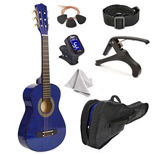 38' Wood Guitar With Case and Accessories for Kids/Boys/Girls/Teens/Beginners (Blue)