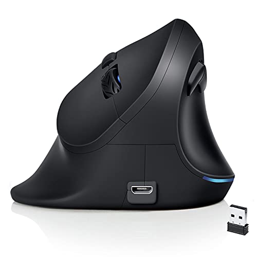 AUTLEY Vertical Wireless Mouse, Silent Click Ergonomic Mouse, 2.4G Optical Rechargeable Vertical...