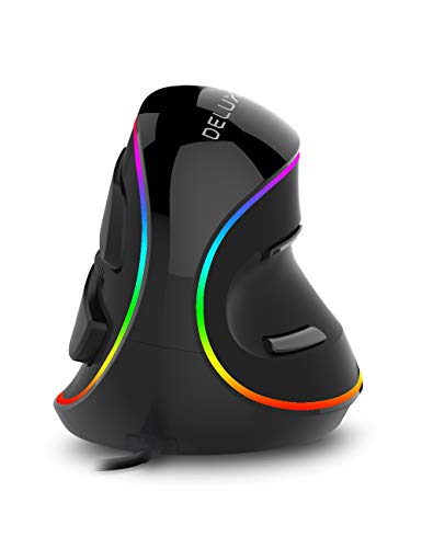 DeLUX Ergonomic Mouse, Wired Large RGB Vertical Mouse with 6 Buttons, 4000DPI, Removable Wrist Rest...