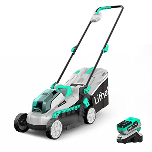 Litheli Cordless Lawn Mower 13 Inch, 5 Heights, 20V Electric Lawn Mowers for Garden, Yard and Farm,...