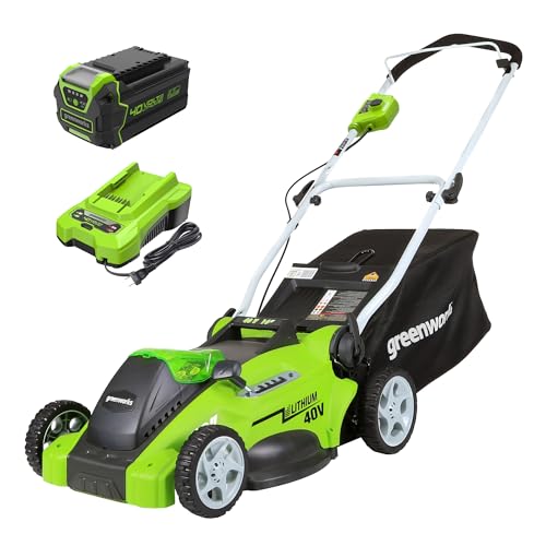 Greenworks 40V 16" Cordless (Push) Lawn Mower (75+ Compatible Tools), 4.0Ah Battery and Charger...