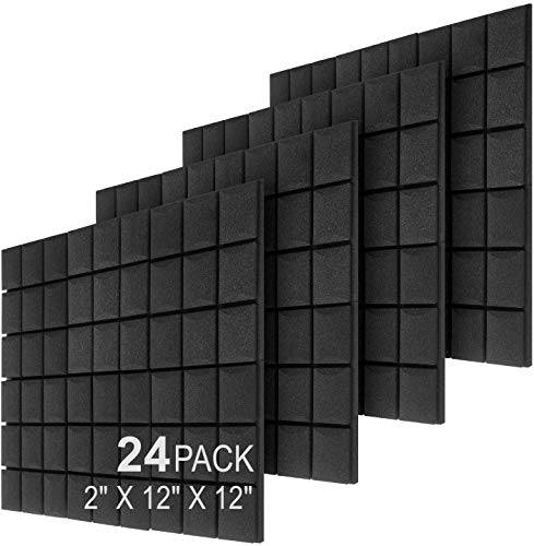 JBER 24 Pack 2" X 12" X 12" Acoustic Foam Panels,Soundproofing Wall Studio foam Panels wedges,Sound...