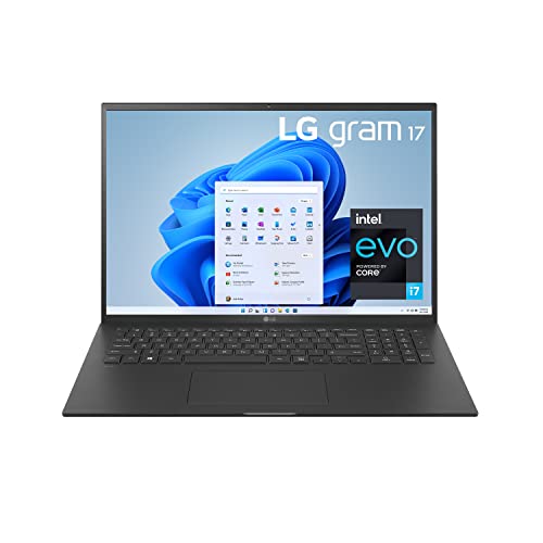 LG gram 17Z95P Laptop 17' Ultra-Lightweight, IPS, (2560 x 1600), Intel Evo 11th gen CORE i7, 16GB RAM, 1TB SSD, Windows 11 Home, 80Wh Battery, Alexa Built-in, 2X USB-C, HDMI, USB-A – Black