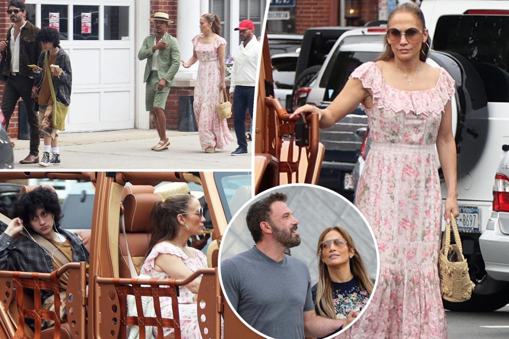 Jennifer Lopez bước ra ngoài ở Hamptons cùng Emme và bạn bè