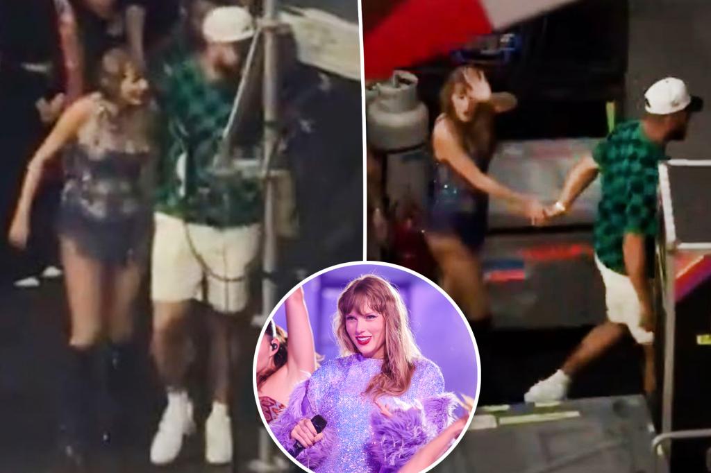 Travis Kelce không thể rời tay khỏi Taylor Swift khi rời khỏi buổi biểu diễn tại Germany Eras Tour