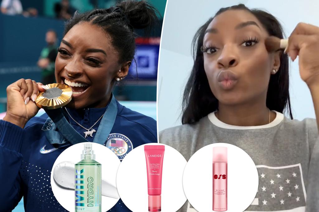 Simone Biles tiết lộ thói quen trang điểm Olympic của cô, từ kem lót đến phấn phủ