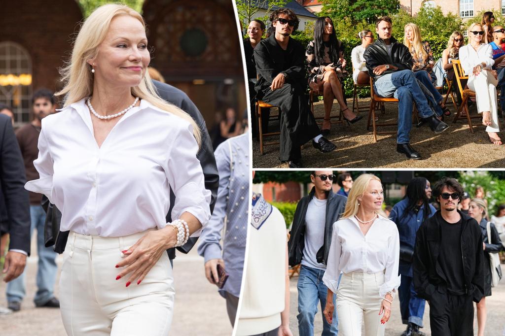 Pamela Anderson đưa các con trai của mình đi cùng trong Tuần lễ thời trang Copenhagen