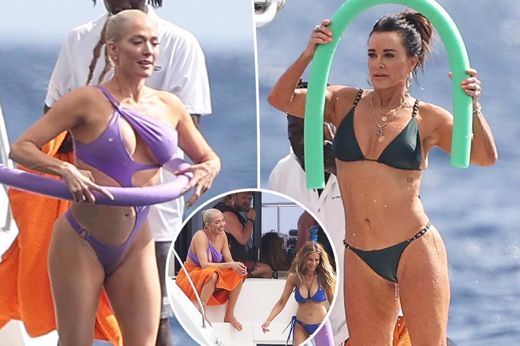 Erika Jayne, Kyle Richards và Dorit Kemsley vui vẻ trên du thuyền ở St. Lucia