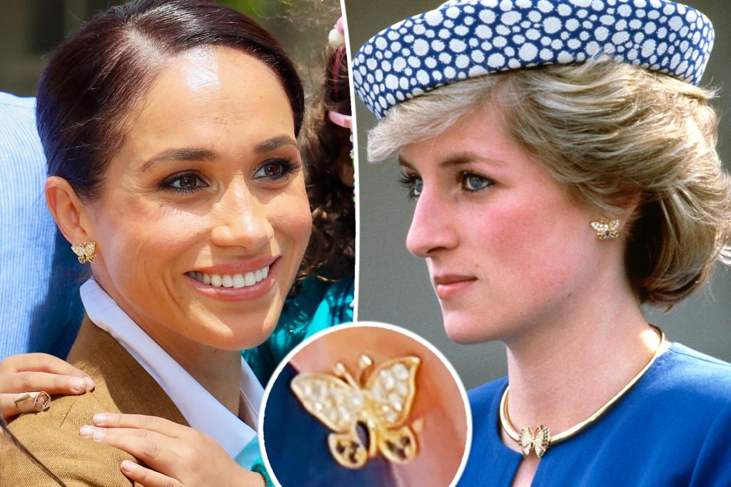 Meghan Markle đeo khuyên tai hình con bướm của Công nương Diana