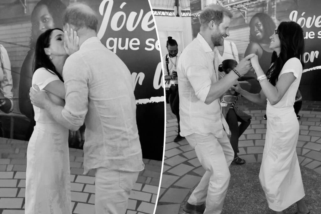 Meghan Markle và Hoàng tử Harry trao nhau nụ hôn trong khi nhảy salsa ở Colombia