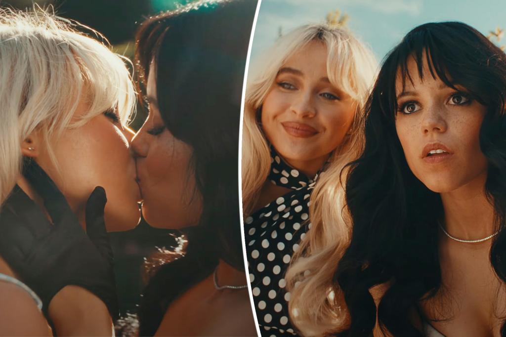 Sabrina Carpenter hôn Jenna Ortega trong video ca nhạc mới ‘Taste’ u ám