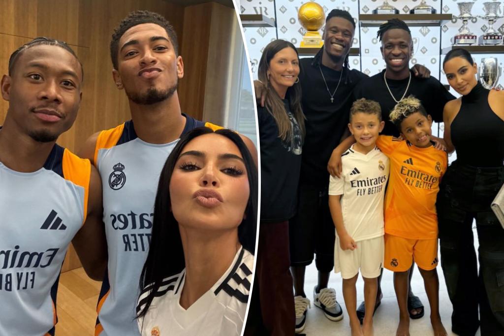 Kim Kardashian đưa con trai Saint đi gặp cầu thủ bóng đá Real Madrid sau khi nói rằng bọn trẻ muốn cô hẹn hò với một vận động viên