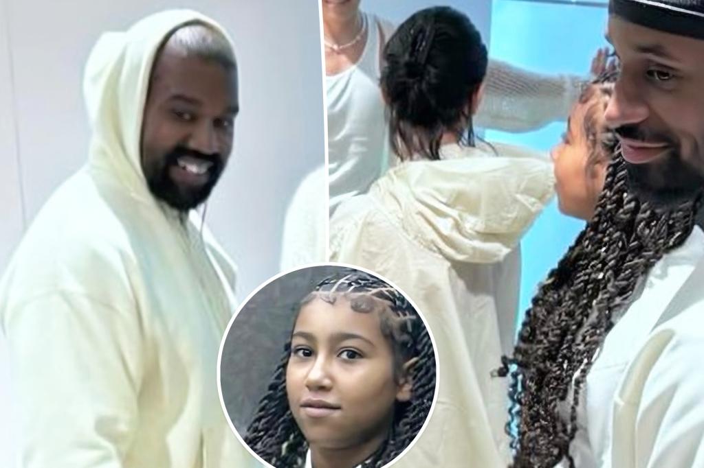 Bianca Censori diện áo choàng bồng bềnh trong chuyến đi chơi cùng Kanye West và con gái riêng North tại Hàn Quốc