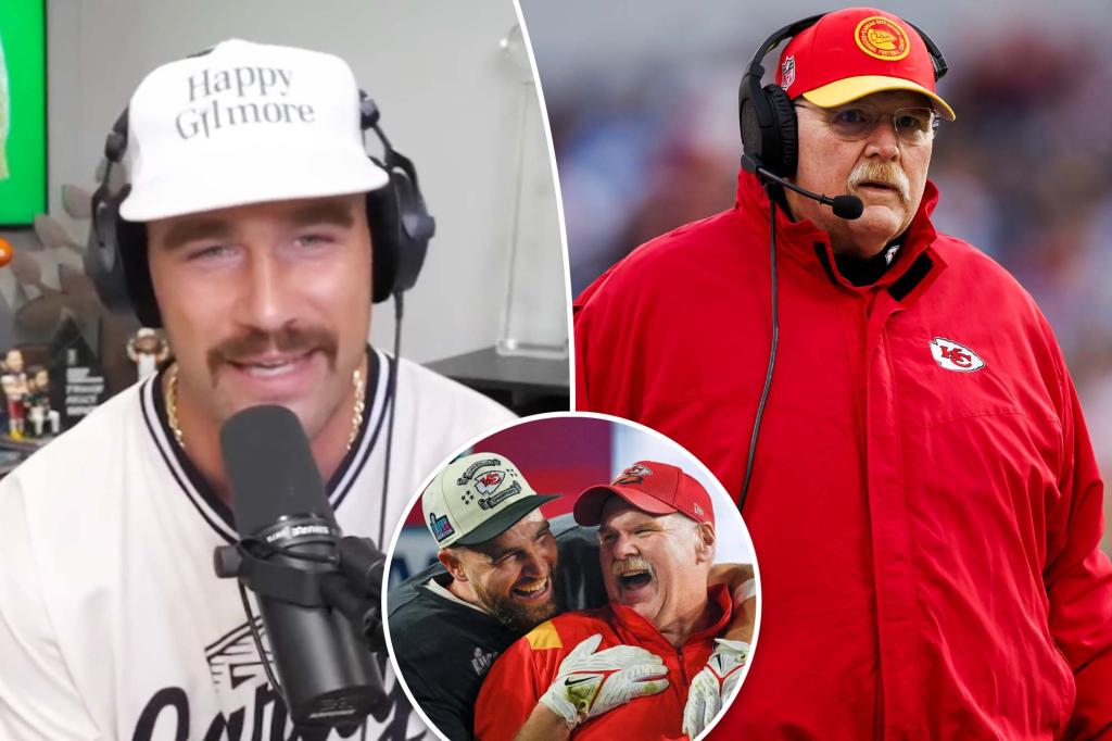 Travis Kelce giải thích về bộ ria mép lấy cảm hứng từ Andy Reid trong trại huấn luyện