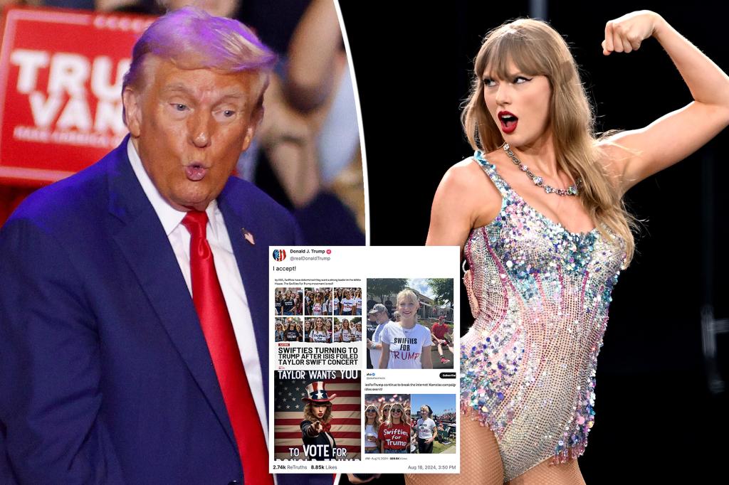 Donald Trump chia sẻ sự ủng hộ của tổng thống dành cho Taylor Swift do AI tạo ra