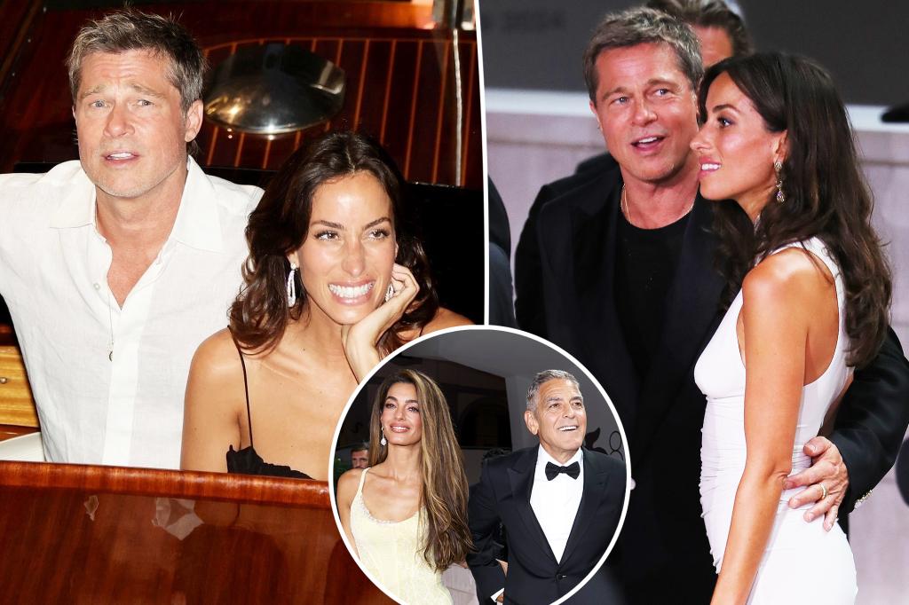 Brad Pitt và Ines de Ramon ‘rất tình cảm’ trước đêm hẹn hò với George và Amal Clooney