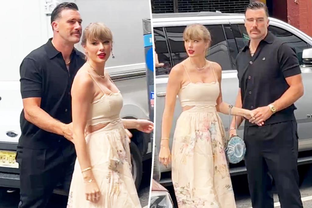 Travis Kelce và Taylor Swift thể hiện tình cảm trong buổi hẹn hò tại Electric Lady Studios ở New York