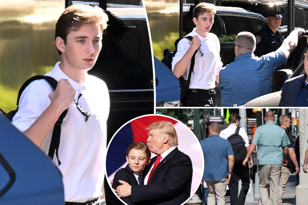 Barron Trump được lực lượng an ninh hộ tống tại NYU vào ngày đầu tiên nhập học đại học